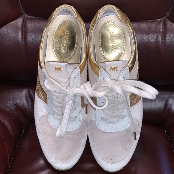 Michael Kors Gold & White Sneakers - Picture 4 of 16